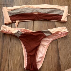 Pily Q coral bikini set colorblock